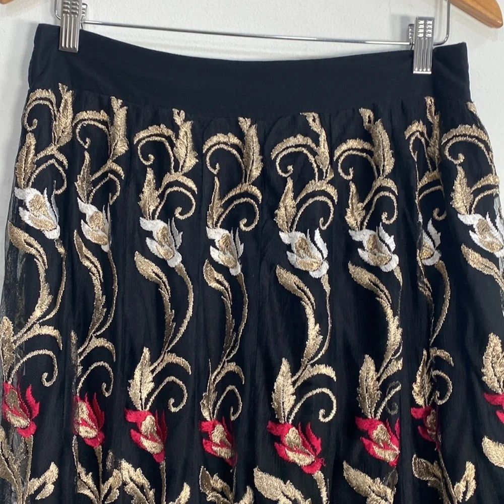 Soft Surroundings Embroidered Skirt Fairy Goth Gold‎ Romantic